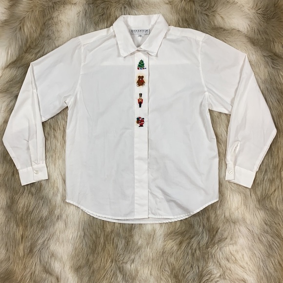 Christmas Button-Down Long Sleeve Blouse, 10 - Picture 8 of 12